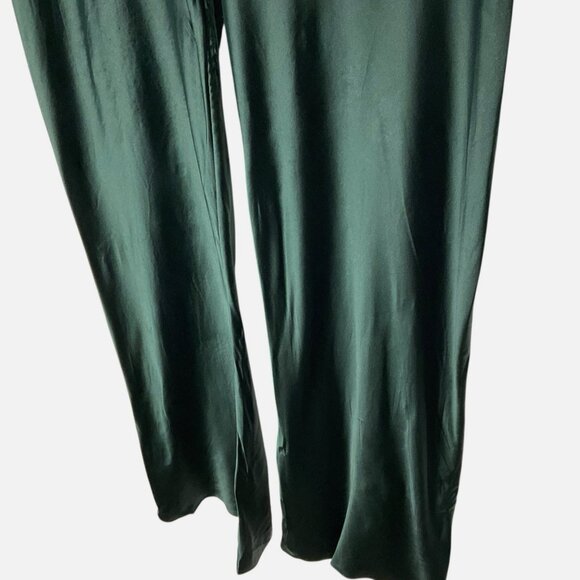 Silk Laundry Bias-Cut Pants Pull-On Flared Leg Green Size Large *READ FLAW* - Picture 6 of 11